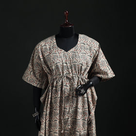 Kalamkari Hand Block Print Natural Dyed Cotton Kaftan (Long) 09
