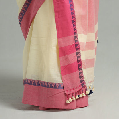 Yellow - Bengal Woven Border Handloom Pure Cotton Saree 57
