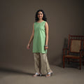 Jacquard Cotton Sleeveless Short Kurta for Women 37