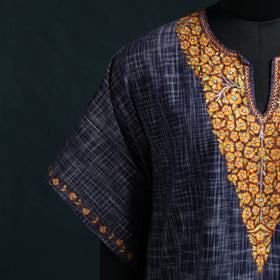 Blue - Kashmiri Kashida Hand Embroidered Cotton Kaftan (Medium) 22