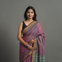 Pink - Bengal Handwoven Cotton Plain Begampuri Saree 24