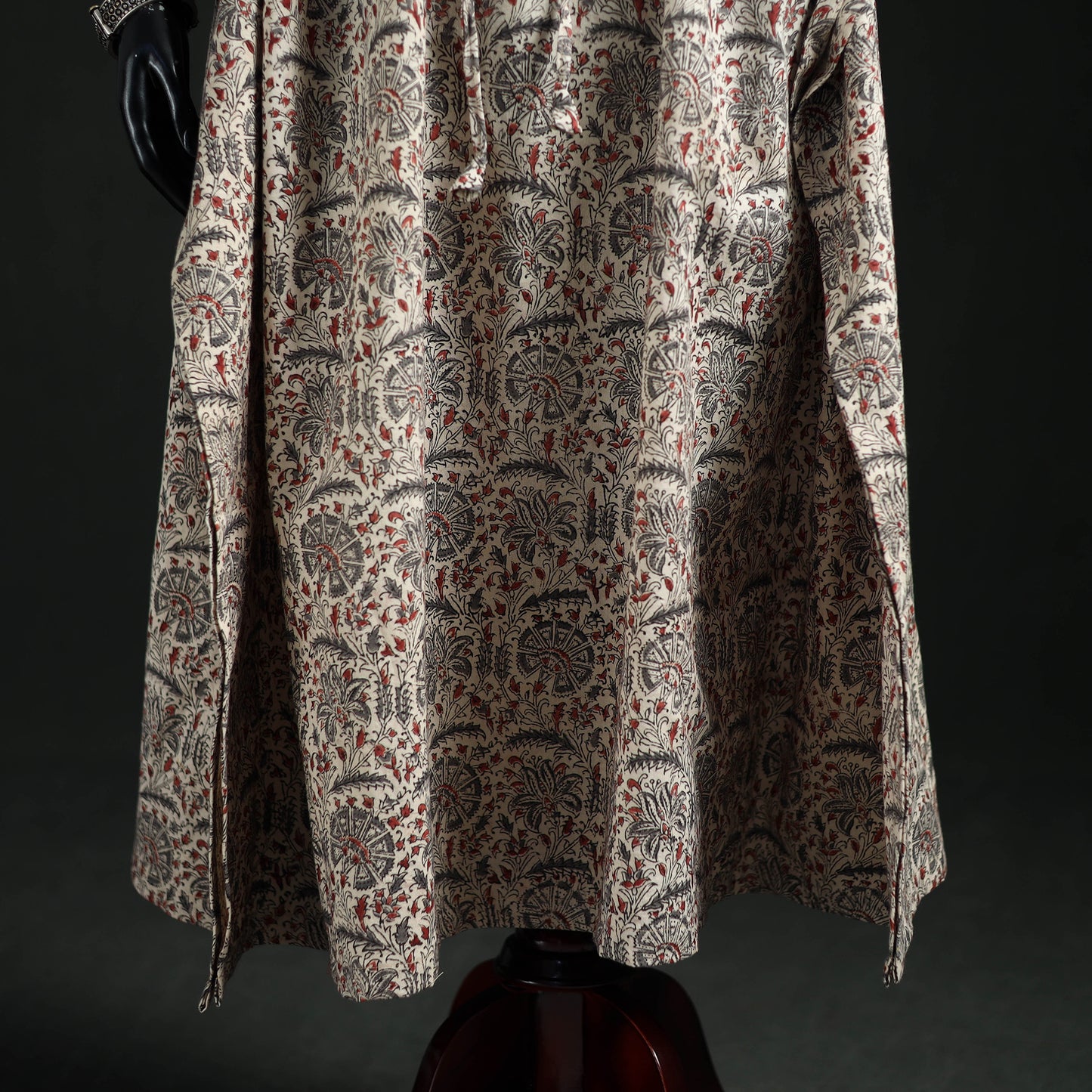 Kalamkari Hand Block Print Natural Dyed Cotton Kaftan (Long) 09