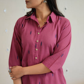 Purple - Pure Cotton Straight Jacquard Kurta 15
