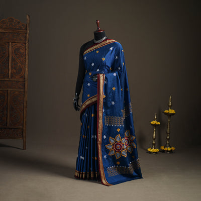 Mercerised Cotton Silk Embroidered Khun Saree with Blouse Piece 21