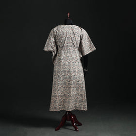 Kalamkari Hand Block Print Natural Dyed Cotton Kaftan (Long) 09