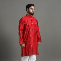 Zari Buti Spun Dupion Viscose Silk Plain Men Kurta 05