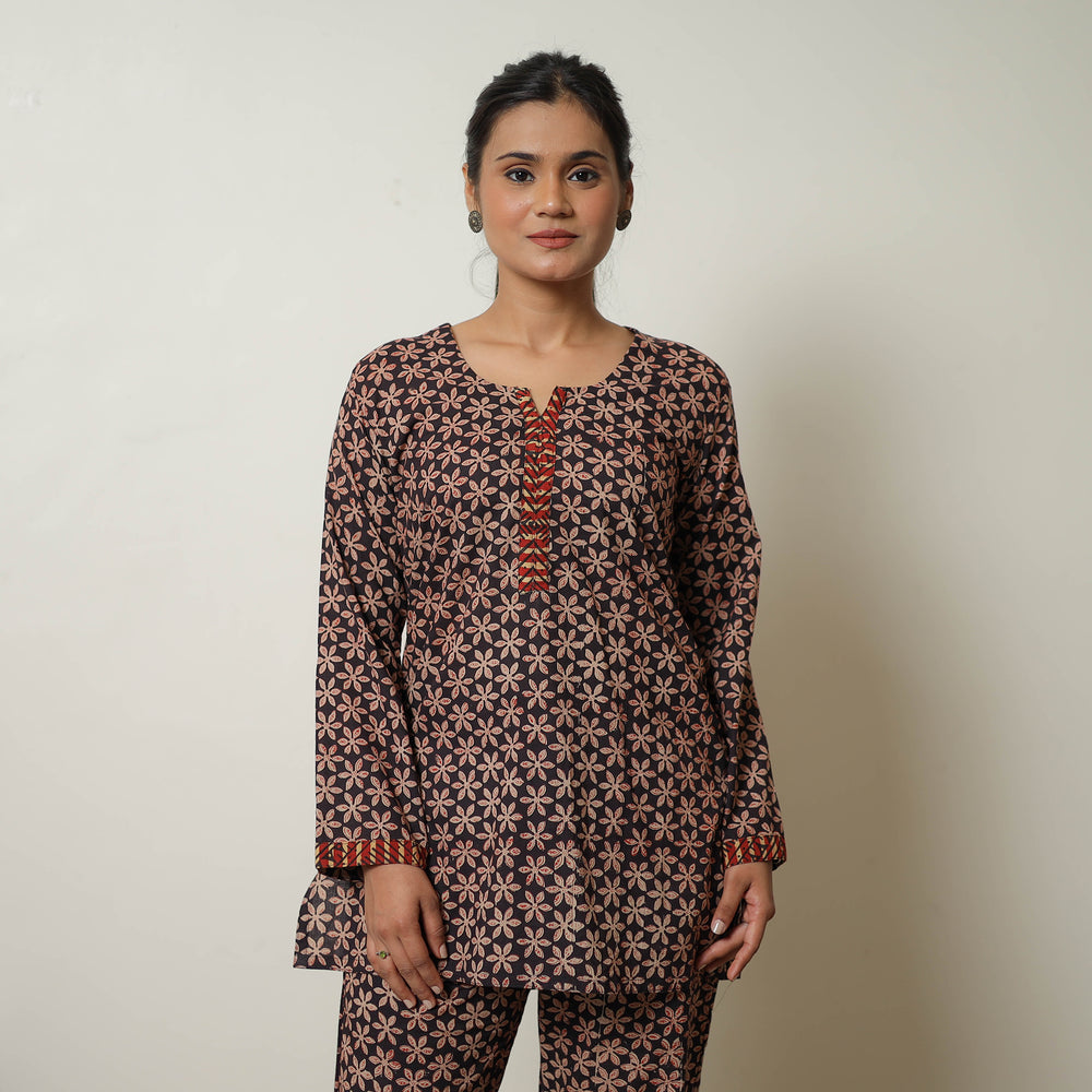 Brown - Block Printed Cotton Bagru Co-Ord Set 11