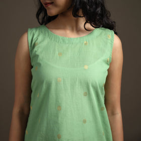 Jacquard Cotton Sleeveless Short Kurta for Women 37