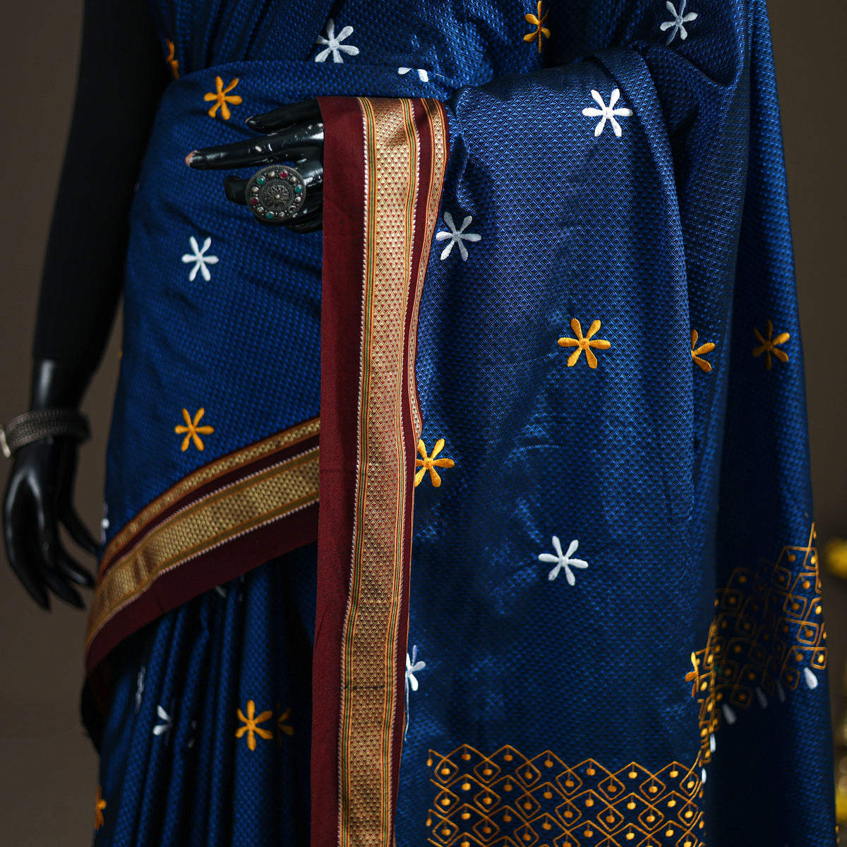 Mercerised Cotton Silk Embroidered Khun Saree with Blouse Piece 21