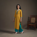 Jacquard Cotton Straight Long Kurta for Women 03