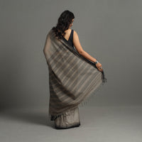 Grey - Bengal Handwoven Cotton Plain Begampuri Saree 25