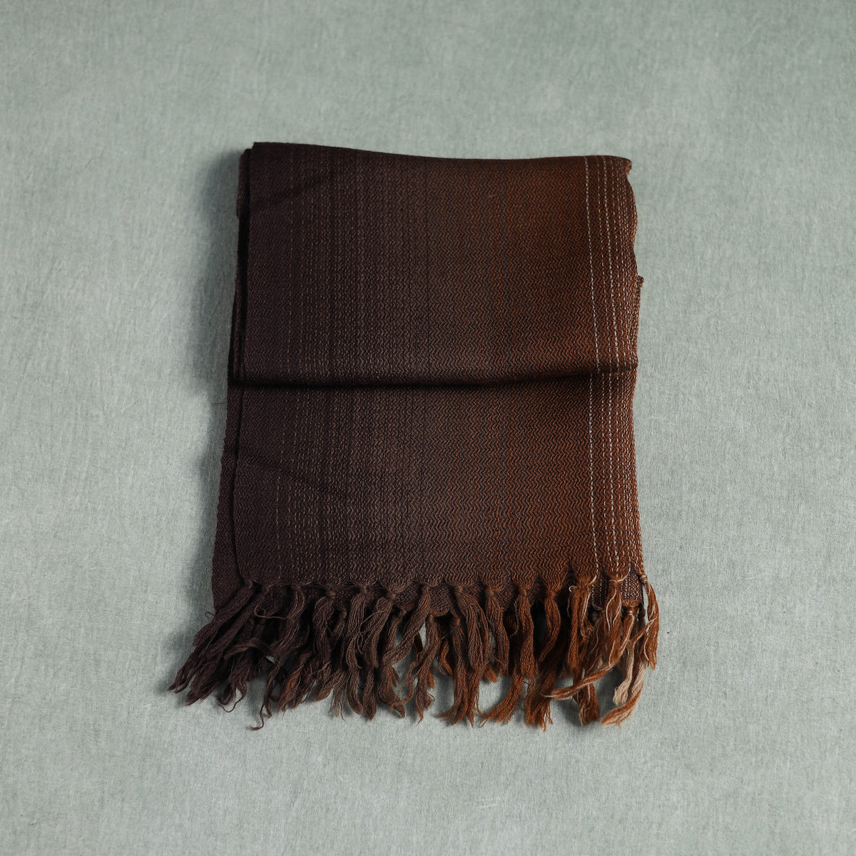 Brown - Double Shade Kumaun Handwoven Pure Merino Wool Stole 142