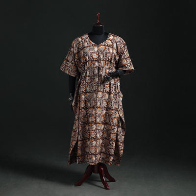 Kalamkari Hand Block Print Natural Dyed Cotton Kaftan (Long) 10