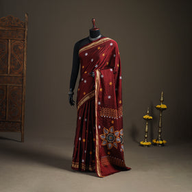 Mercerised Cotton Silk Embroidered Khun Saree with Blouse Piece 22