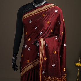 Mercerised Cotton Silk Embroidered Khun Saree with Blouse Piece 22