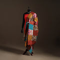 Multicolor - Bengal Hand Embroidery Patchwork Reversible Silk Kantha Dupatta 75