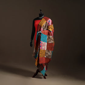 Multicolor - Bengal Hand Embroidery Patchwork Reversible Silk Kantha Dupatta 75