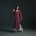 Plain Running Stitch Cotton Straight Long Kurta for women 06
