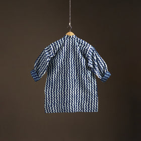 Indigo Bagru Block Print Natural Dyed Cotton Short Men Kurta 03