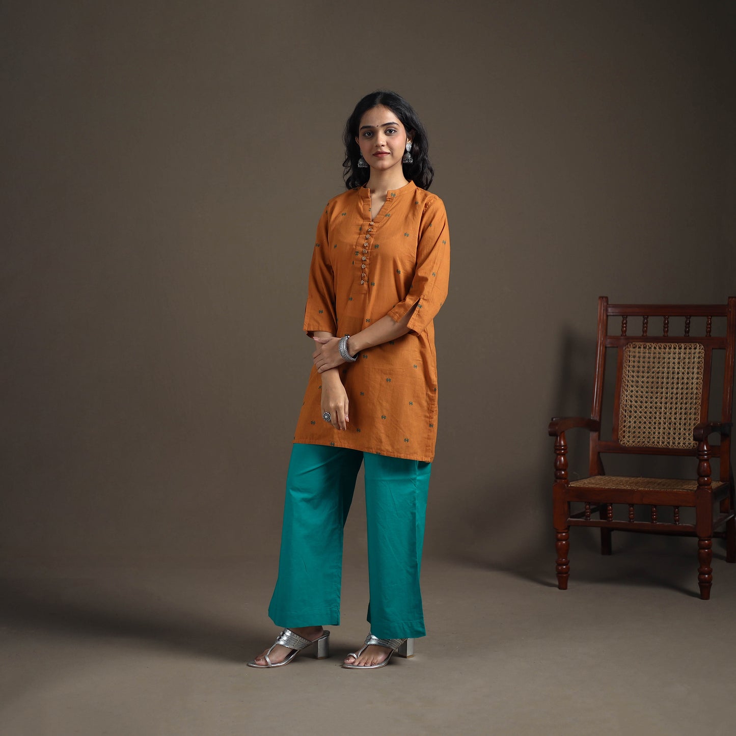Jacquard Cotton Short Kurta for Women 31