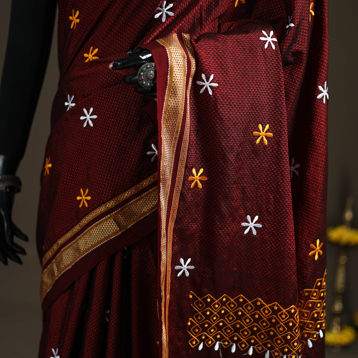 Mercerised Cotton Silk Embroidered Khun Saree with Blouse Piece 22
