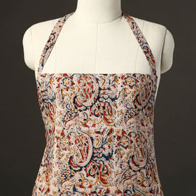  Beige Kalamkari Block Print Cotton Apron with Pocket