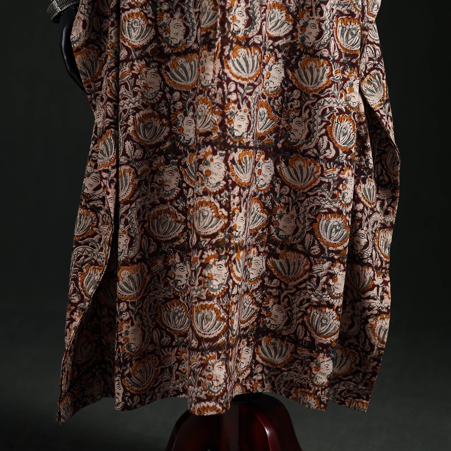 Kalamkari Hand Block Print Natural Dyed Cotton Kaftan (Long) 10