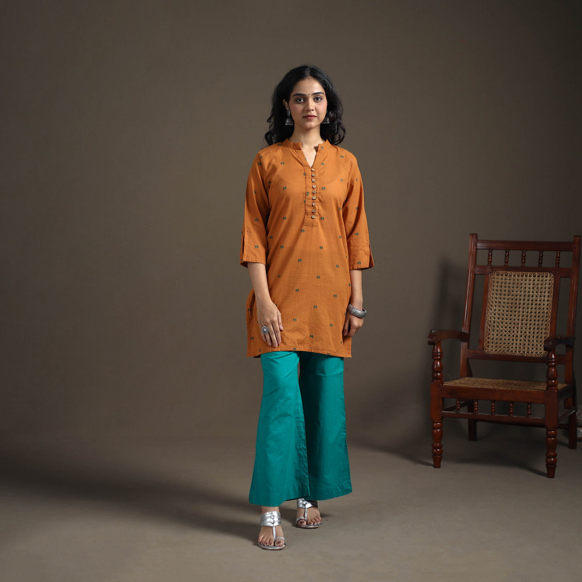 Jacquard Cotton Short Kurta for Women 31