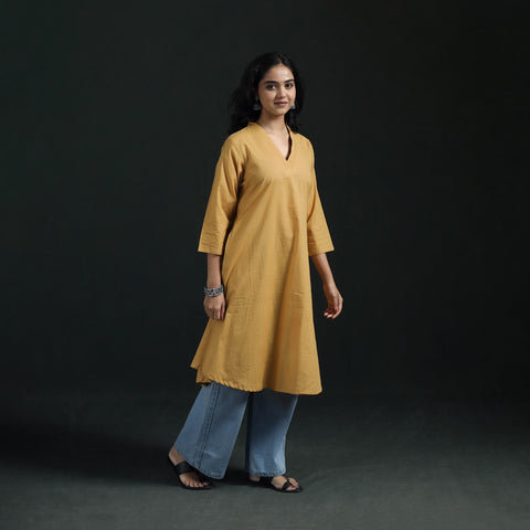 Plain Cotton A-Line Kurta for Women 09