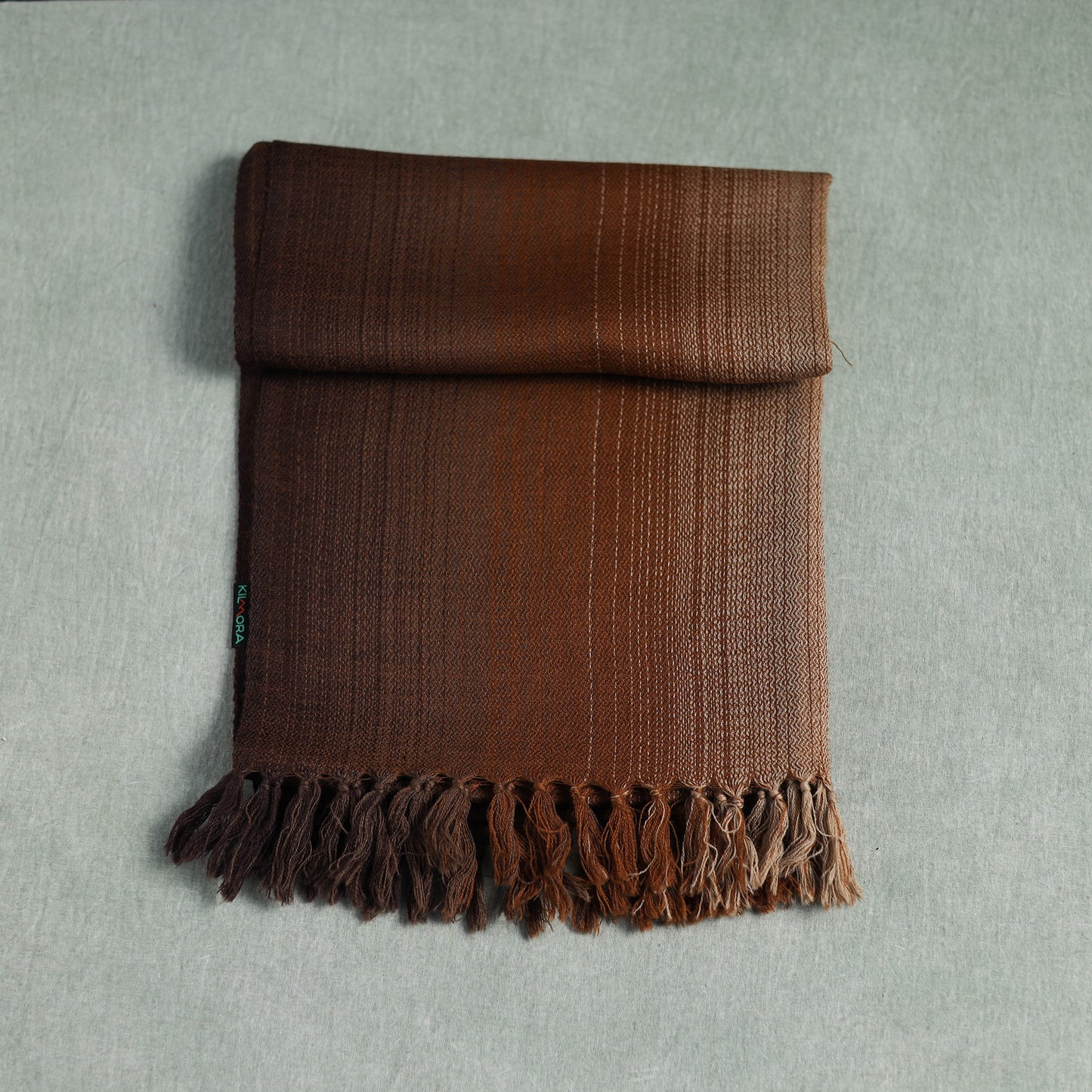 Brown - Double Shade Kumaun Handwoven Pure Merino Wool Stole 137
