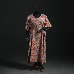 Kalamkari Hand Block Print Natural Dyed Cotton Kaftan (Long) 11