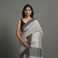 Grey - Bengal Handwoven Cotton Stripes Begampuri Saree 26