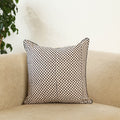 White Block Print Cotton Bagh Cushion Cover