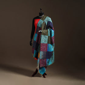 Multicolor - Bengal Hand Embroidery Patchwork Reversible Silk Kantha Dupatta 76