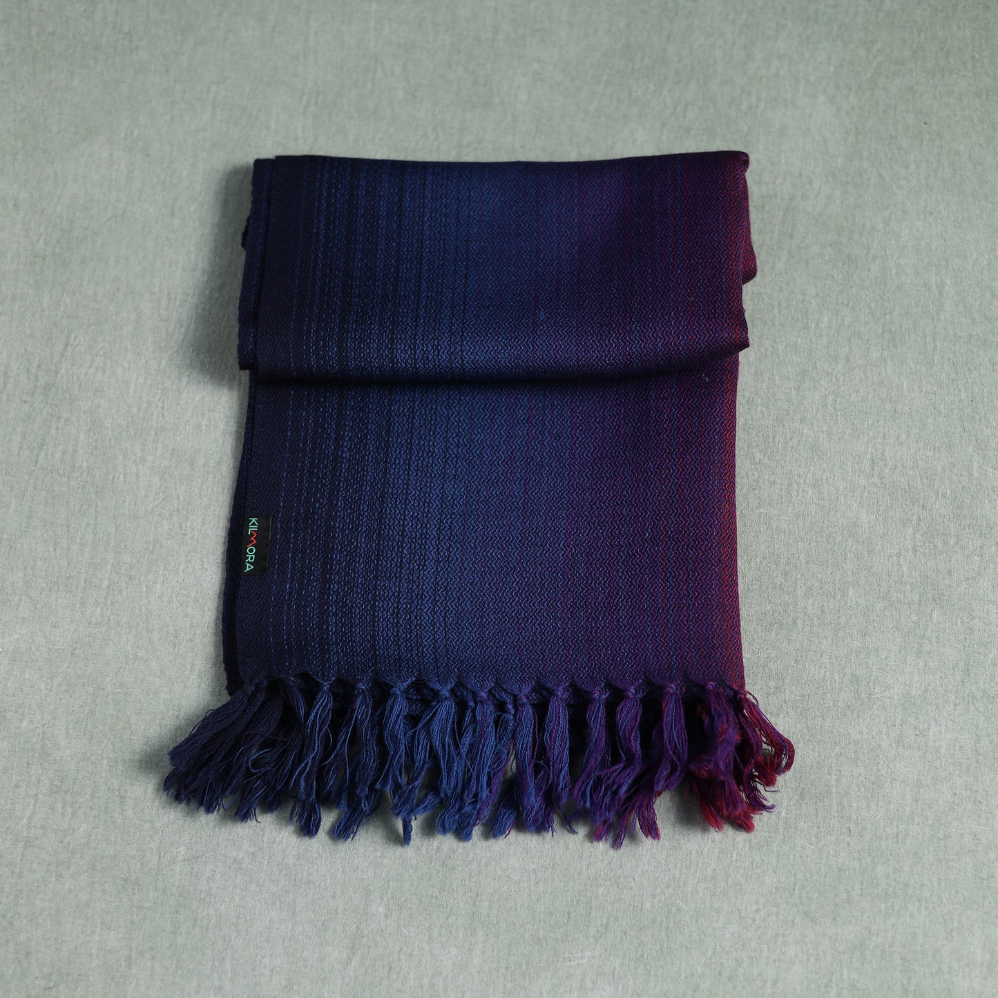 Blue - Double Shade Kumaun Handwoven Pure Merino Wool Stole 136