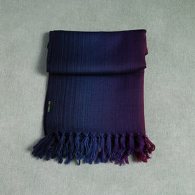 Blue - Double Shade Kumaun Handwoven Pure Merino Wool Stole 136