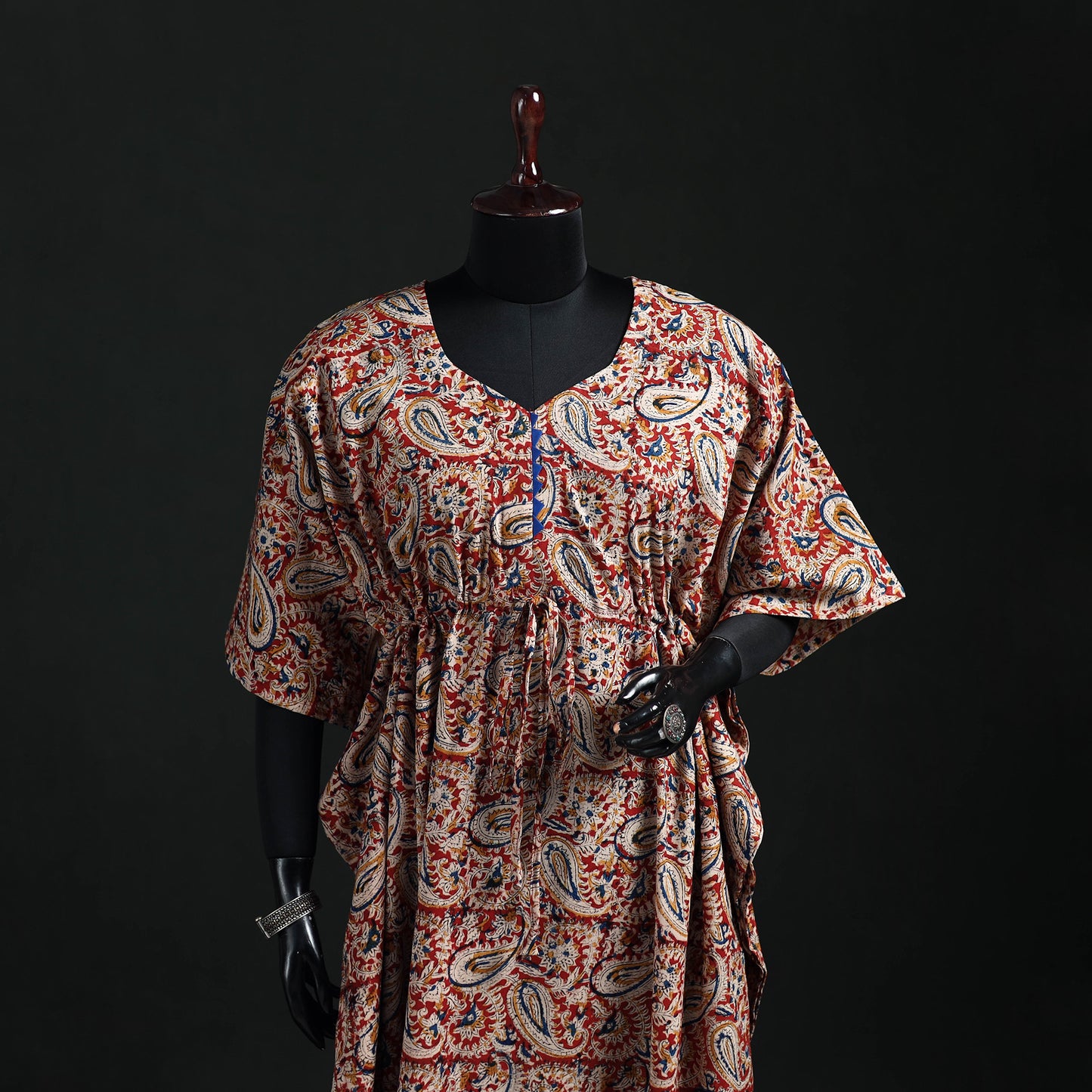 Kalamkari Hand Block Print Natural Dyed Cotton Kaftan (Long) 11