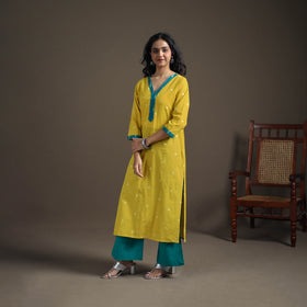 Jacquard Cotton Straight Long Kurta for Women 02