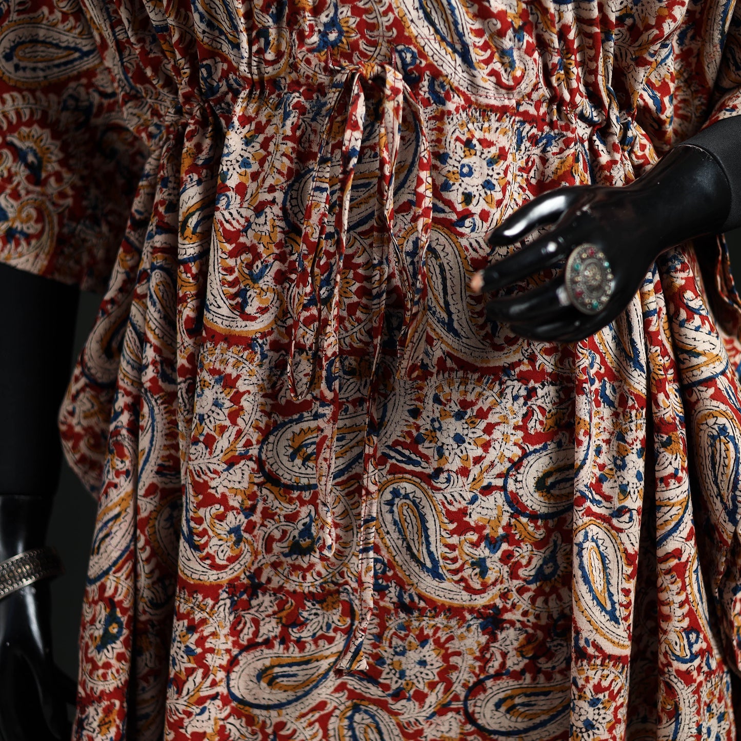 Kalamkari Hand Block Print Natural Dyed Cotton Kaftan (Long) 11