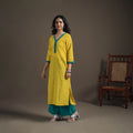 Jacquard Cotton Straight Long Kurta for Women 02