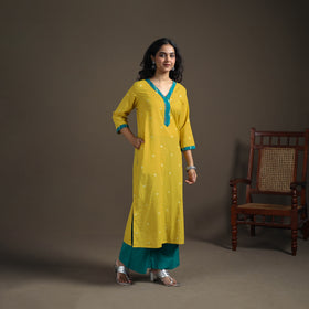 Jacquard Cotton Straight Long Kurta for Women 02