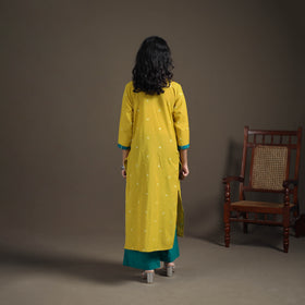 Jacquard Cotton Straight Long Kurta for Women 02