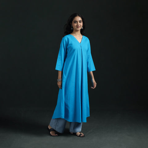 Plain Cotton A-Line Kurta for Women 03