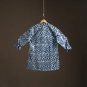 Indigo Bagru Block Print Natural Dyed Cotton Short Men Kurta 01