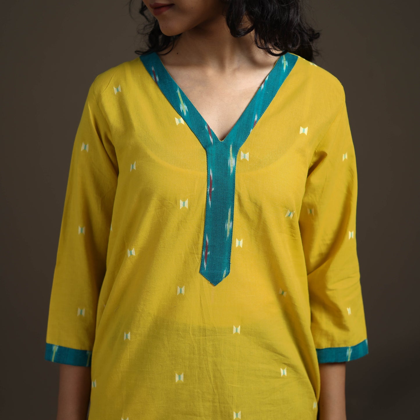 Jacquard Cotton Straight Long Kurta for Women 02
