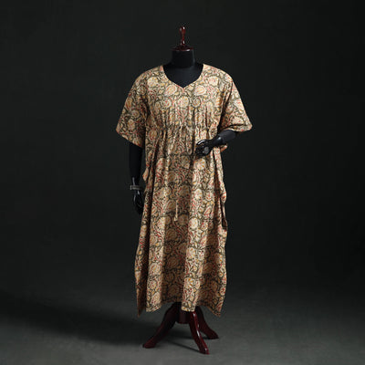Kalamkari Hand Block Print Natural Dyed Cotton Kaftan (Long) 12