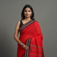 Red - Bengal Handwoven Cotton Stripes Begampuri Saree 27