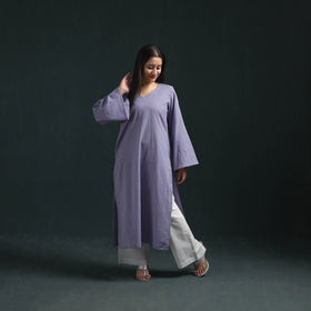 Plain Running Stitch Cotton Straight Long Kurta for women 10
