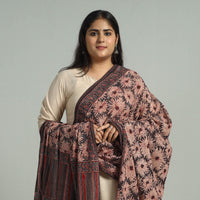 Brown - Block Printed Cotton Ajrakh Dupatta with Tassels 20