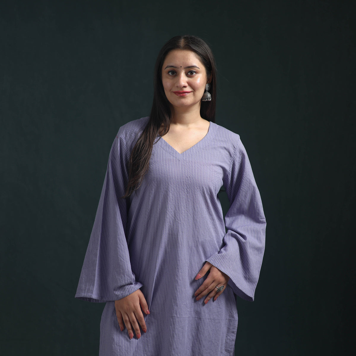 Plain Running Stitch Cotton Straight Long Kurta for women 10